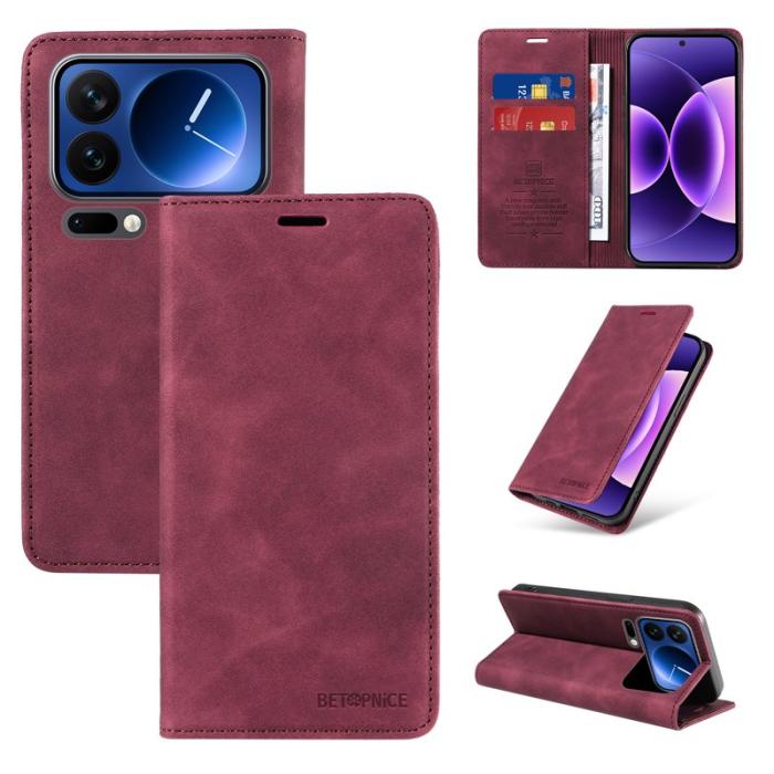 BETOPNICE - BETOPNICE Xiaomi 17 Pro Plånboksfodral Konstläder - Röd
