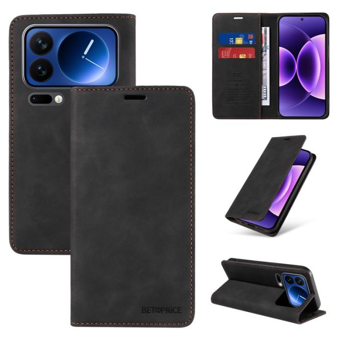 BETOPNICE - BETOPNICE Xiaomi 17 Pro Plånboksfodral Konstläder - Svart