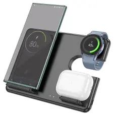 Hoco - HOCO 3-in-1 Trådlös laddare Samsung - Galaxy Watch - Hörlurar - Svart