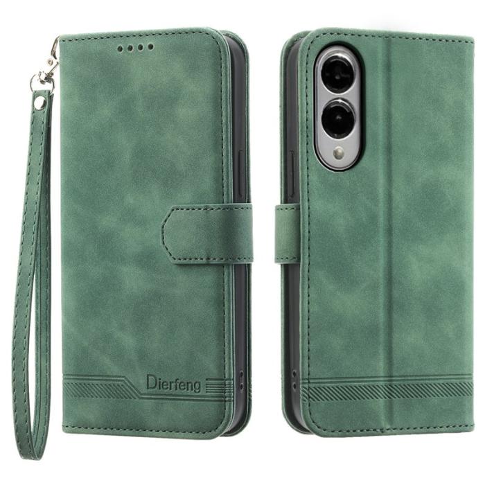 DIERFENG - DIERFENG DF-03 Plånboksfodral för Samsung Galaxy S25 Edge Konstläder - Grön