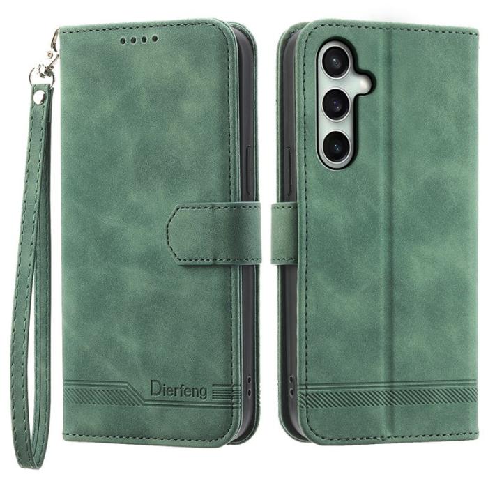 DIERFENG - DIERFENG DF-03 Plånboksfodral för Samsung Galaxy S25 FE - Konstläder - Grön