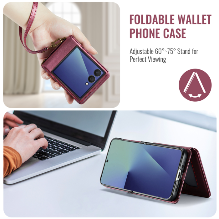 Caseme - CASEME Galaxy Z Flip 7 Plånboksfodral RFID Blocking C22 - Röd