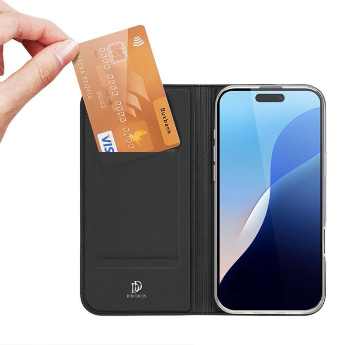 Dux Ducis - DUX DUCIS Skin Pro iPhone 16 Pro Plånboksfodral KonstLäder - Svart