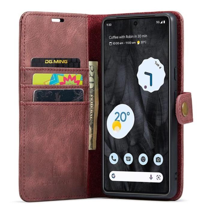DG.MING - DG.MING Google Pixel 8 Pro Plånboksfodral Äkta Läder - Röd