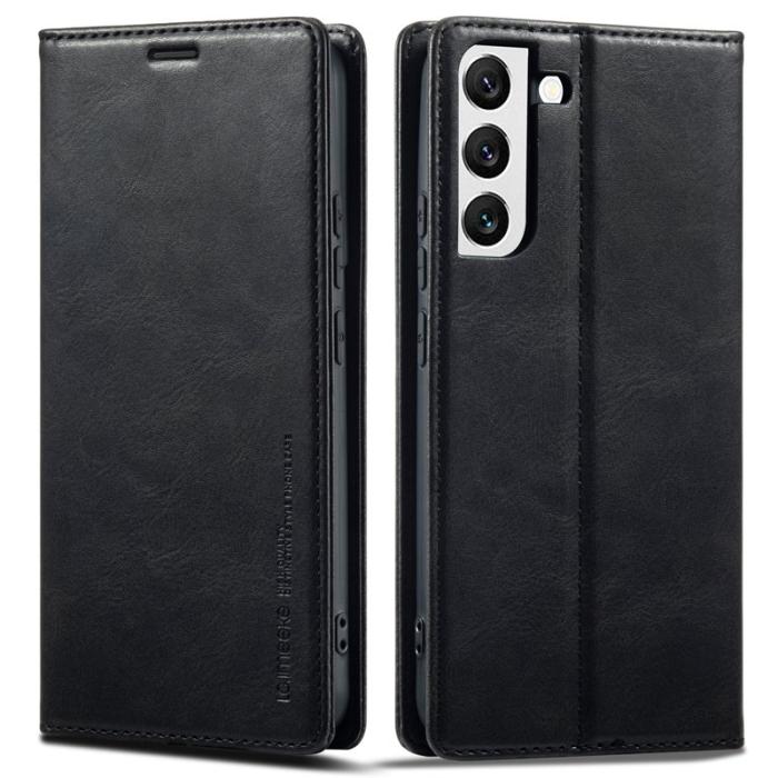 LC.imeeke - LC.IMEEKE för Samsung Galaxy S22 5G Plånboksfodral Konstläder - Svart