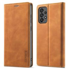 LC.imeeke - LC.IMEEKE Style Konstl&auml;der Pl&aring;nboksfodral Samsung Galaxy A73 5G - Brun