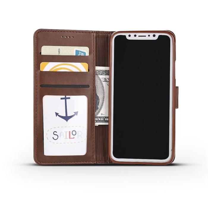 LC.imeeke - LC.IMEEKE Wallet Stand Mobilskal KonstLäder - Brun för iPhone X/10