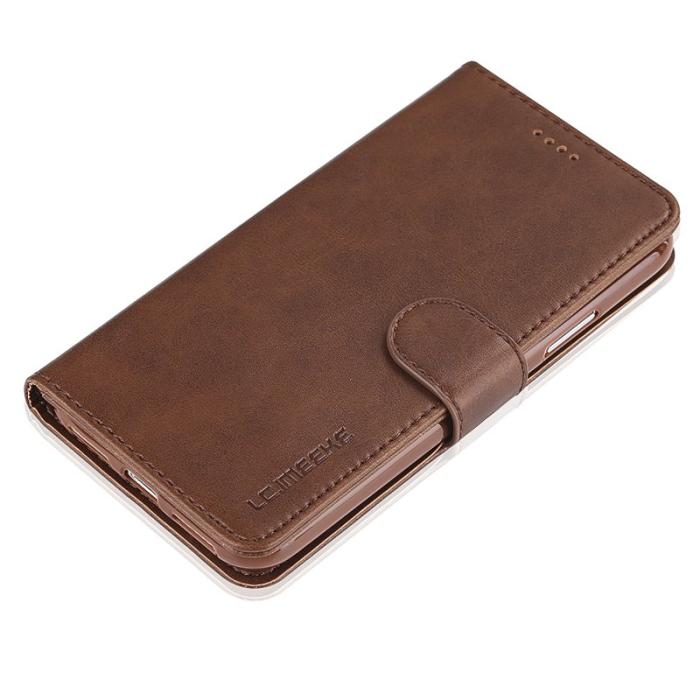 LC.imeeke - LC.IMEEKE Wallet Stand Mobilskal KonstLäder - Brun för iPhone X/10