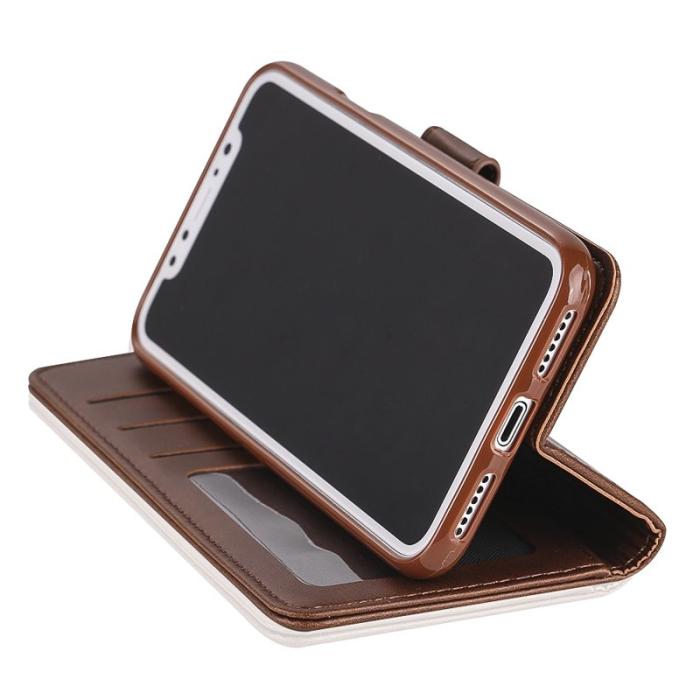 LC.imeeke - LC.IMEEKE Wallet Stand Mobilskal KonstLäder - Brun för iPhone X/10