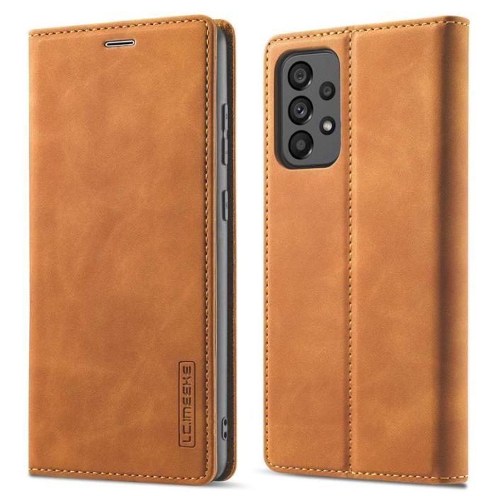 LC.imeeke - LC.IMEEKE Style Konstläder Plånboksfodral Samsung Galaxy A73 5G - Brun