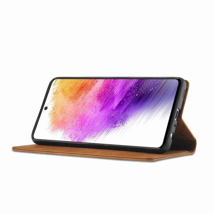 LC.imeeke - LC.IMEEKE Style Konstläder Plånboksfodral Samsung Galaxy A73 5G - Brun