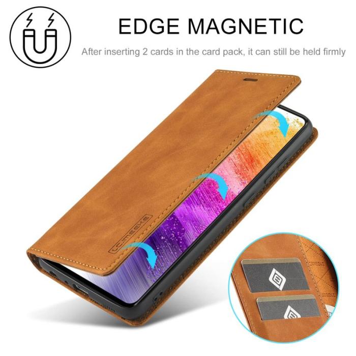 LC.imeeke - LC.IMEEKE Style Konstläder Plånboksfodral Samsung Galaxy A73 5G - Brun