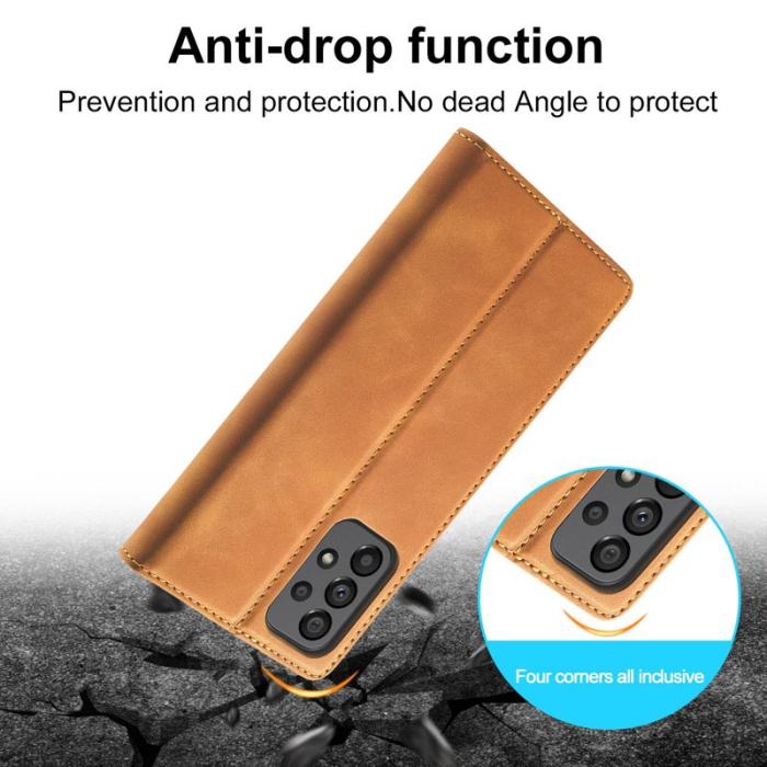 LC.imeeke - LC.IMEEKE Style Konstläder Plånboksfodral Samsung Galaxy A73 5G - Brun