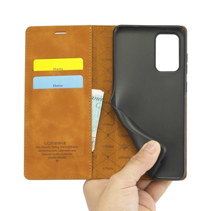 LC.imeeke - LC.IMEEKE Style Konstläder Plånboksfodral Samsung Galaxy A73 5G - Brun