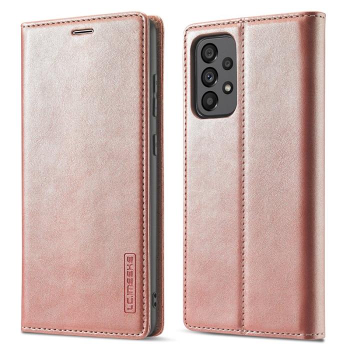 LC.imeeke - LC.IMEEKE Style Plånboksfodral Samsung Galaxy A73 5G - Konstläder - Rosa