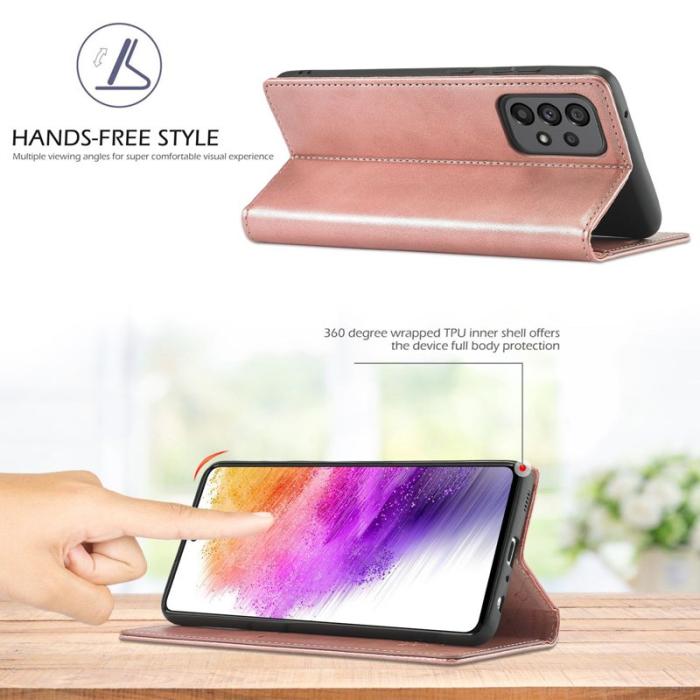 LC.imeeke - LC.IMEEKE Style Plånboksfodral Samsung Galaxy A73 5G - Konstläder - Rosa