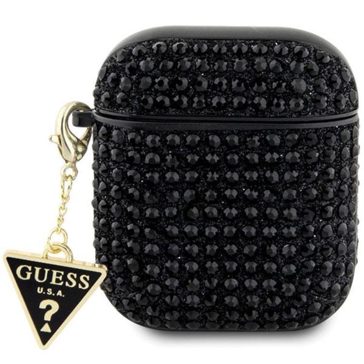 Guess AirPods 1/2 Skal Rhinestone Triangle Charm - Svart | 2353 | AlltMobil