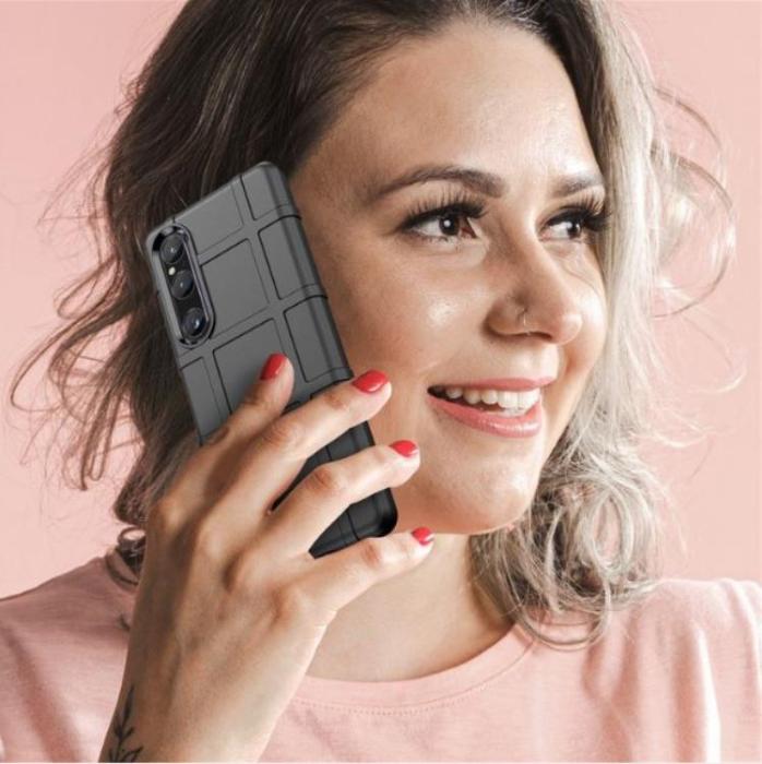 A-One Brand - Sony Xperia 1 V Mobilskal Rugged Square Grid - Svart