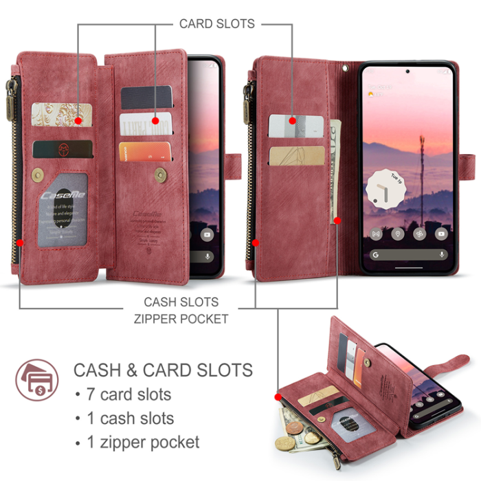 Caseme - CASEME Google Pixel 10 Pro/10 Plånboksfodral Zipper C30 - Röd