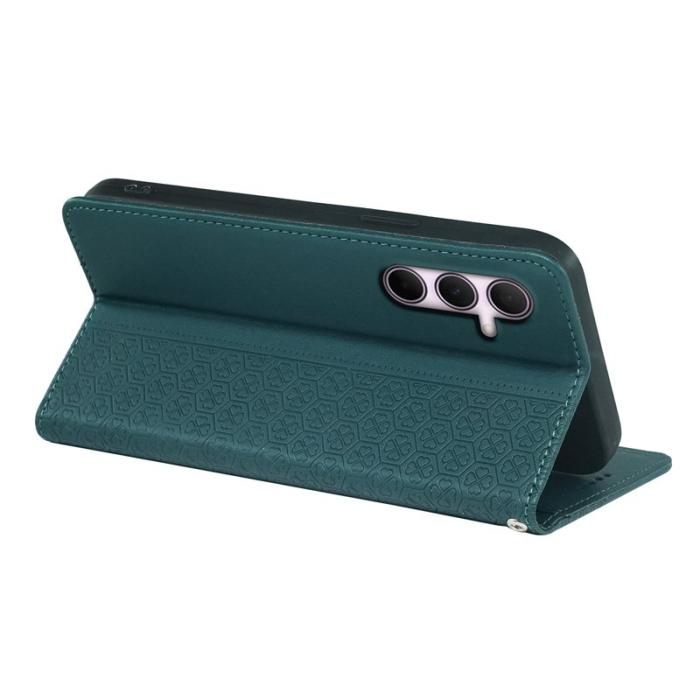 OEM - Samsung Galaxy S26 Fodral Fyrklöver Äkta Läder Flip - Grön