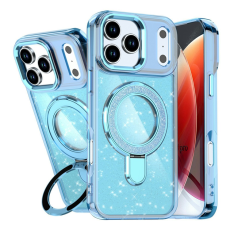 A-One Brand - iPhone 17 Pro Mobilskal Glitter Design TPU + PC Kickstand - Blå