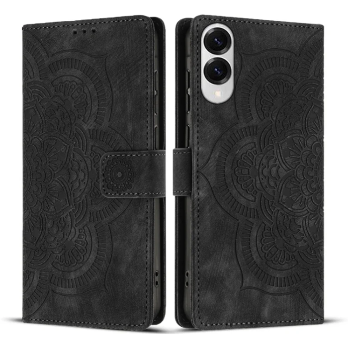 WANLONFENG - WANLONFENG Galaxy S25 Edge Plånboksfodral Mandala - Svart