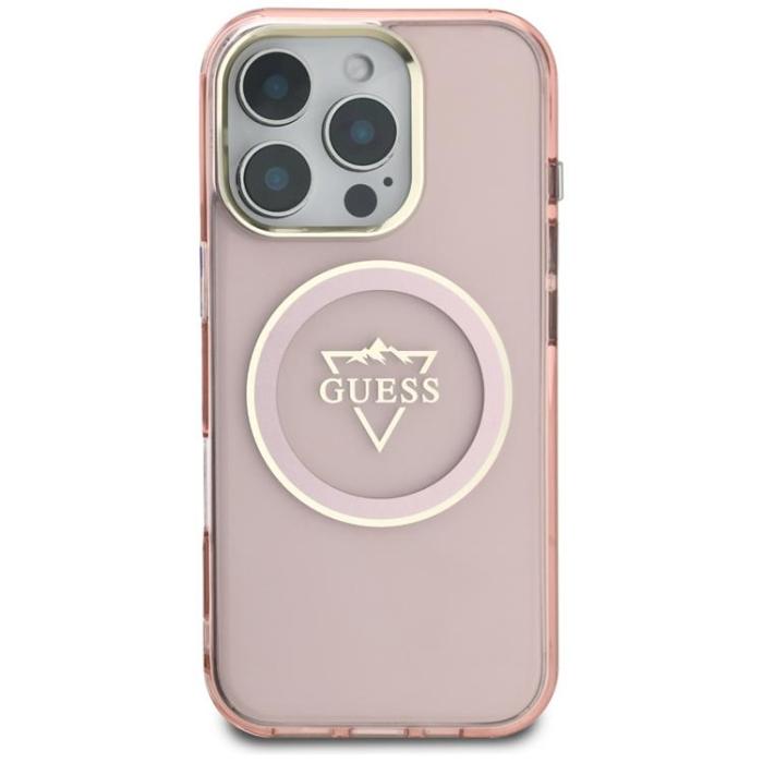 Guess - Guess iPhone 16 Pro Mobilskal MagSafe IML Mountain Logo - Rosa