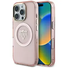 Guess - Guess iPhone 16 Pro Mobilskal MagSafe IML Mountain Logo - Rosa