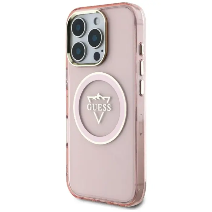 Guess - Guess iPhone 16 Pro Mobilskal MagSafe IML Mountain Logo - Rosa