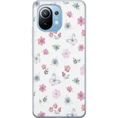 Gustaf - Mobilskal till Xiaomi Mi 11 med Blommor och fj&auml;rillar