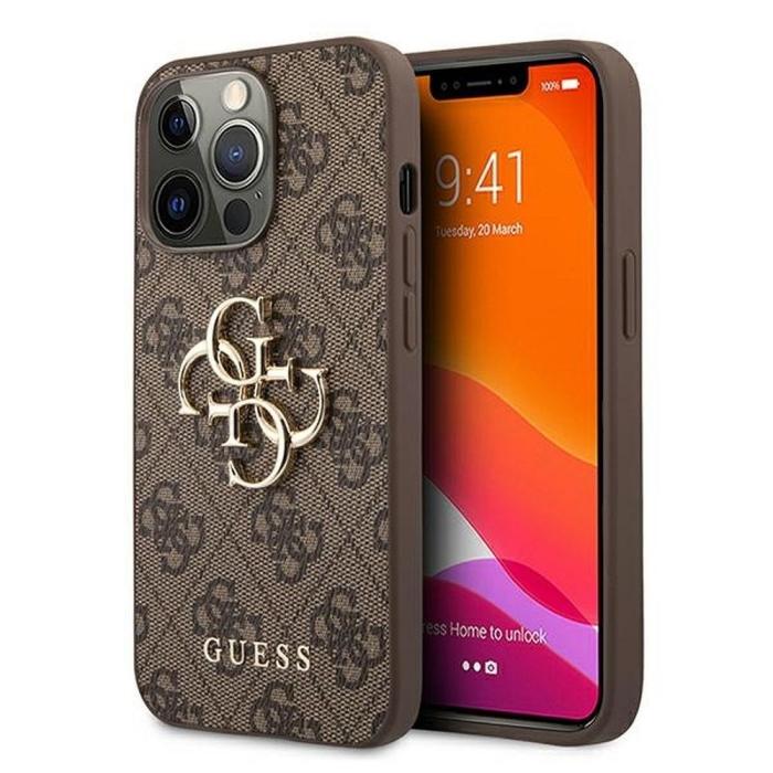 Guess - Guess iPhone 13 Pro Skal Big Logo Syntetiskt Läder Brun