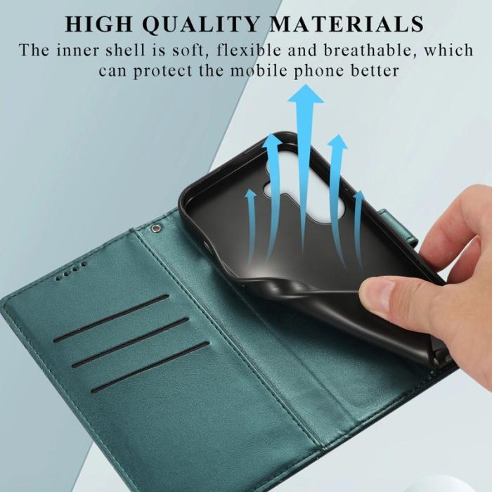 OEM - Line Samsung Galaxy S26 Fodral Imprint Läder med Handledsrem - Grön