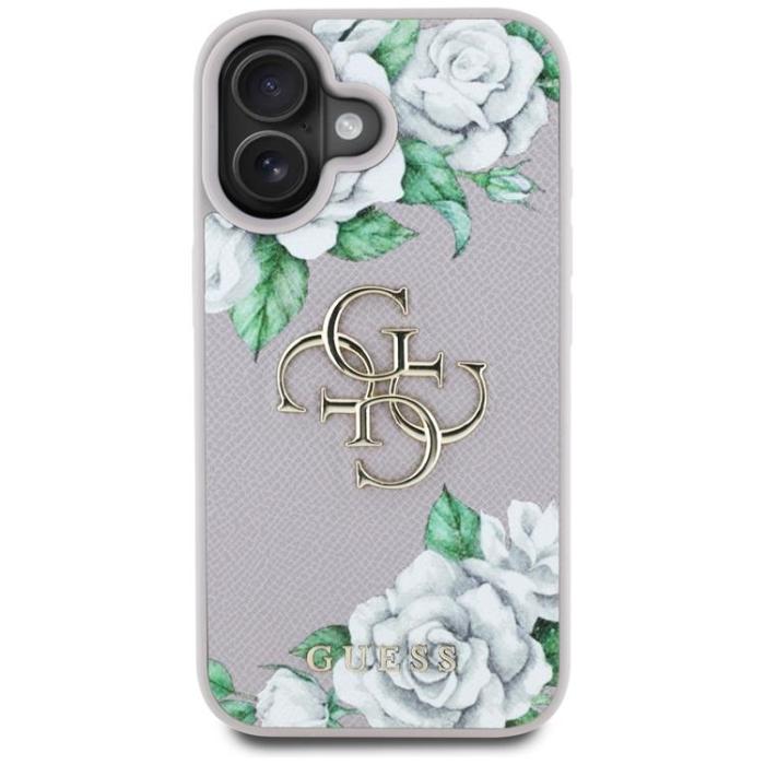 Guess - Guess iPhone 16 Mobilskal Grained Roses Big 4G logo - Lila
