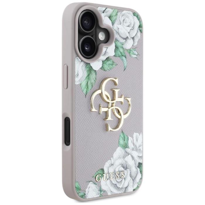 Guess - Guess iPhone 16 Mobilskal Grained Roses Big 4G logo - Lila