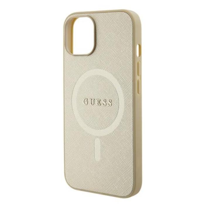 Guess - Guess iPhone 15 Mobilskal Magsafe Saffiano - Guld