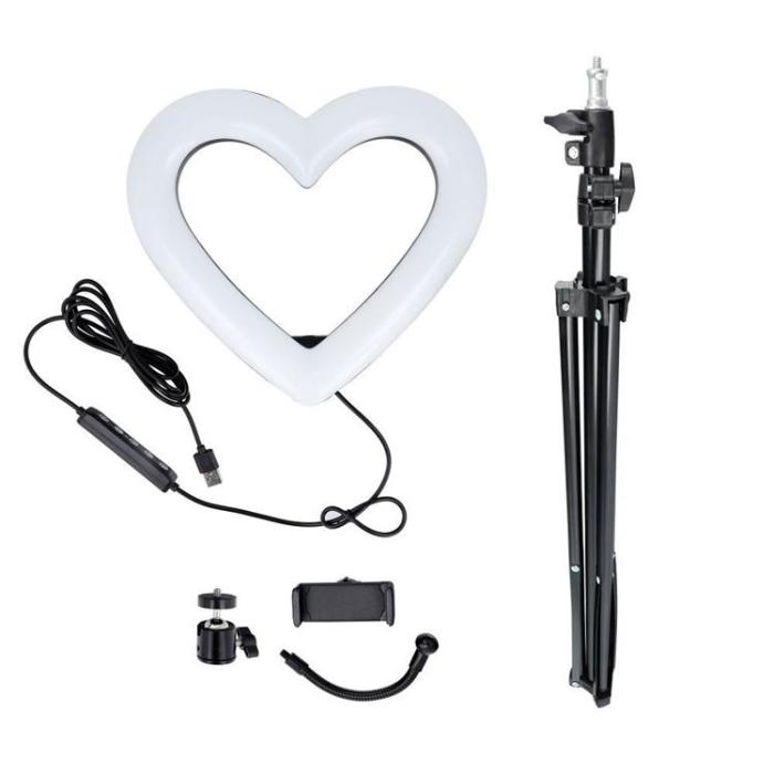 OEM - LED Ring lamp Heart 10 tum med hållare till mobil