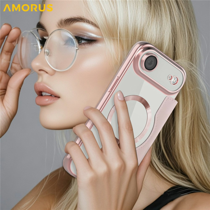 Amorus - AMORUS iPhone Air Plånboksfodral MagSafe RFID - Rosa