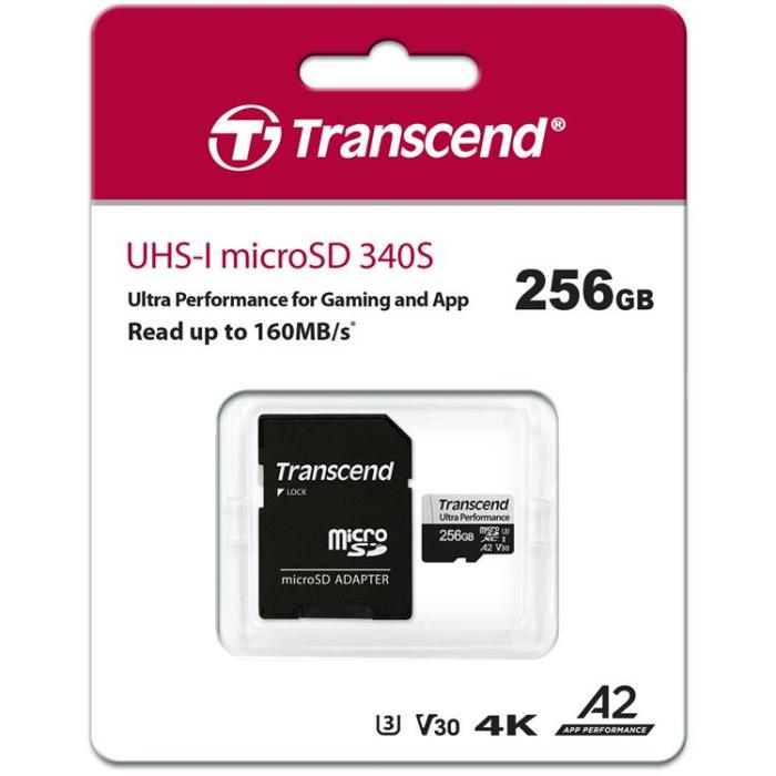 Transcend - TRANSCEND MicroSDXC 340S 256GB U3 A2 V30 (R160/W125)