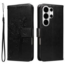 OEM - Samsung Galaxy S26 Ultra Pl&aring;nboksfodral Konstl&auml;der Katttree M&ouml;nster - Svart