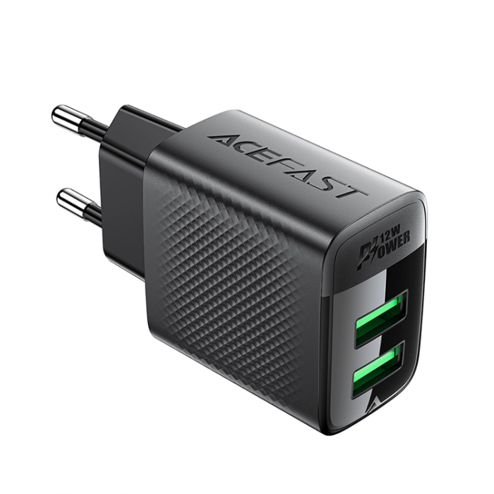 Acefast - Acefast A86 Väggladdare 12W 2x USB-A - Svart