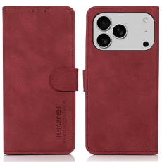 KHAZNEH - Khazneh iPhone 17 Pro Max Plånboksfodral Läder - Röd