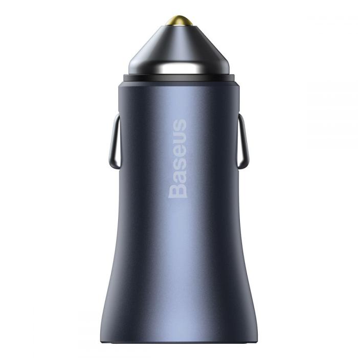 BASEUS - Baseus Golden 2-Port Bil Laddare Usb & USB-C 40w - Grå