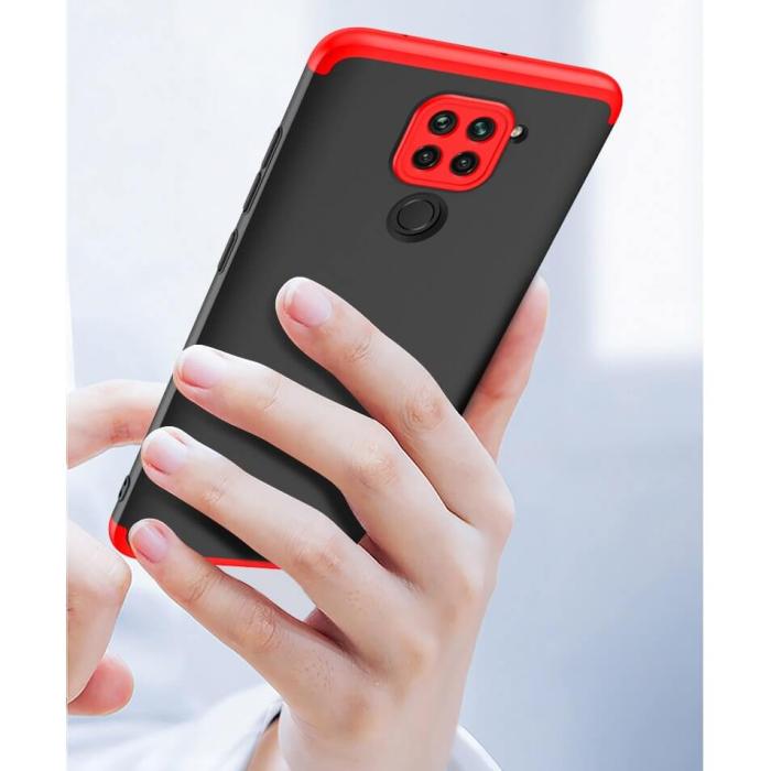 UTGATT5 - GKK 360 Protection Fram bak Redmi 10X 4G/Redmi Note 9 Svart-Röd