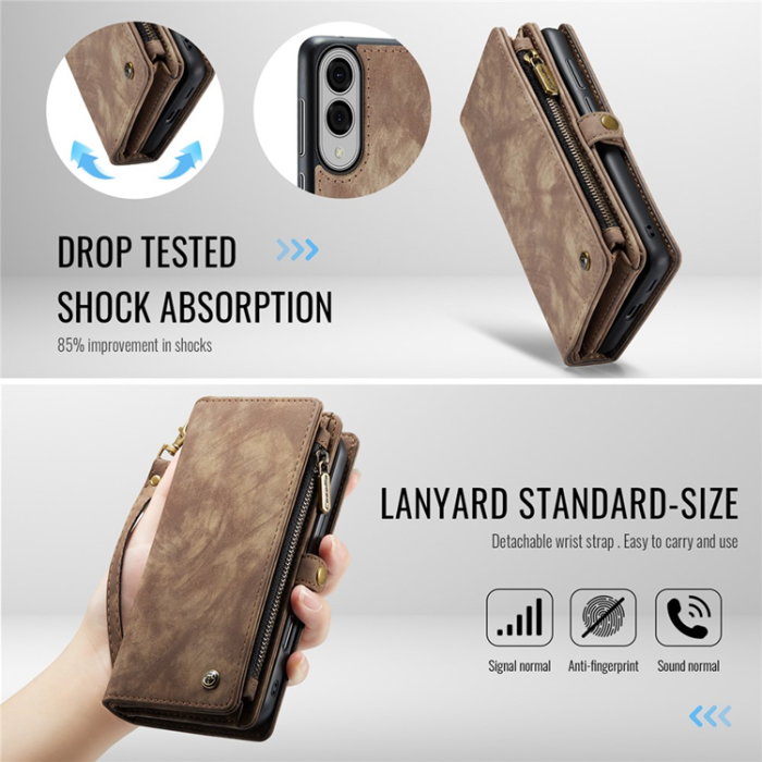 Caseme - CASEME Galaxy S25 Edge Plånboksfodral Med Rem - Brun