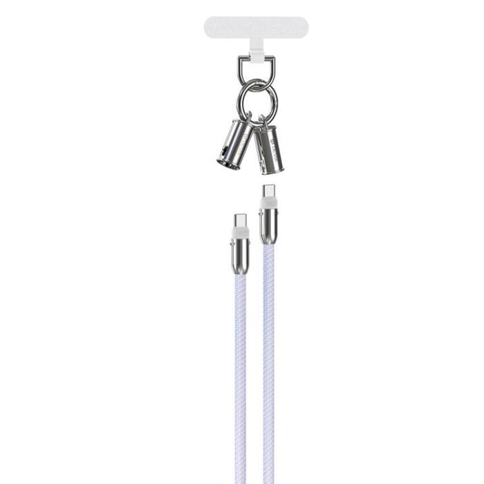 Devia - Devia 2in1 USB-C till USB-C 60W 1.2m Kabel Lanyard - Lila