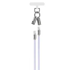 Devia - Devia 2in1 USB-C till USB-C 60W 1.2m Kabel Lanyard - Lila