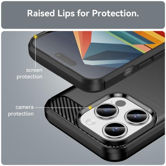 OEM - iPhone 15 Pro Max Mobilskal Carbon Fiber Brushed - Svart