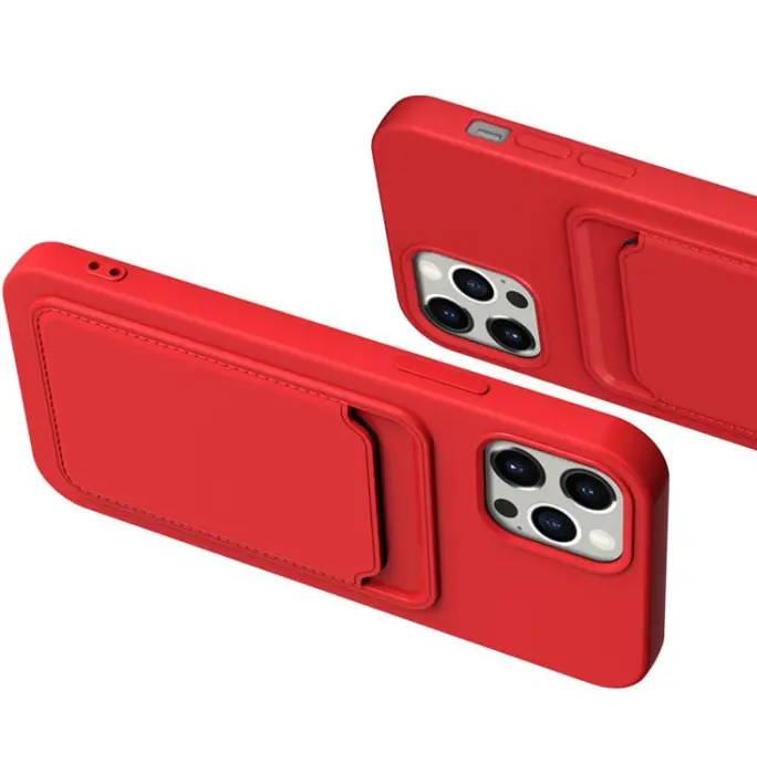 OEM - iPhone 15 Pro Mobilskal Korthållare Silikon - Blå