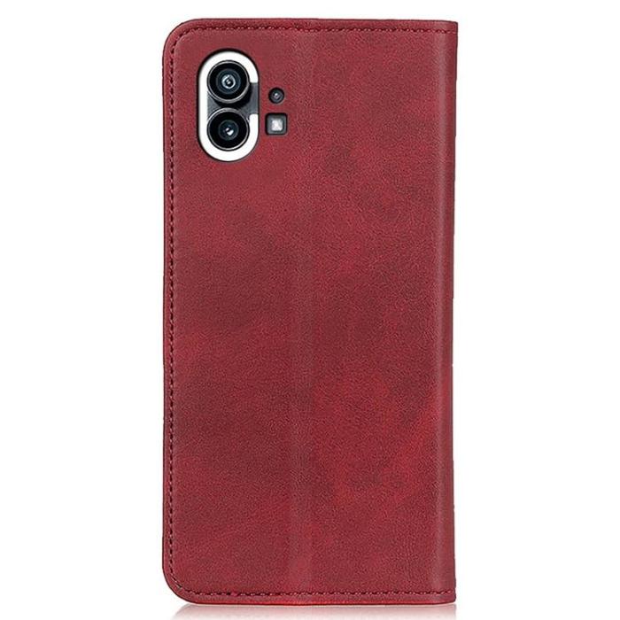 A-One Brand - Nothing Phone 1 Plånboksfodral Magnetic Äkta Läder - Röd