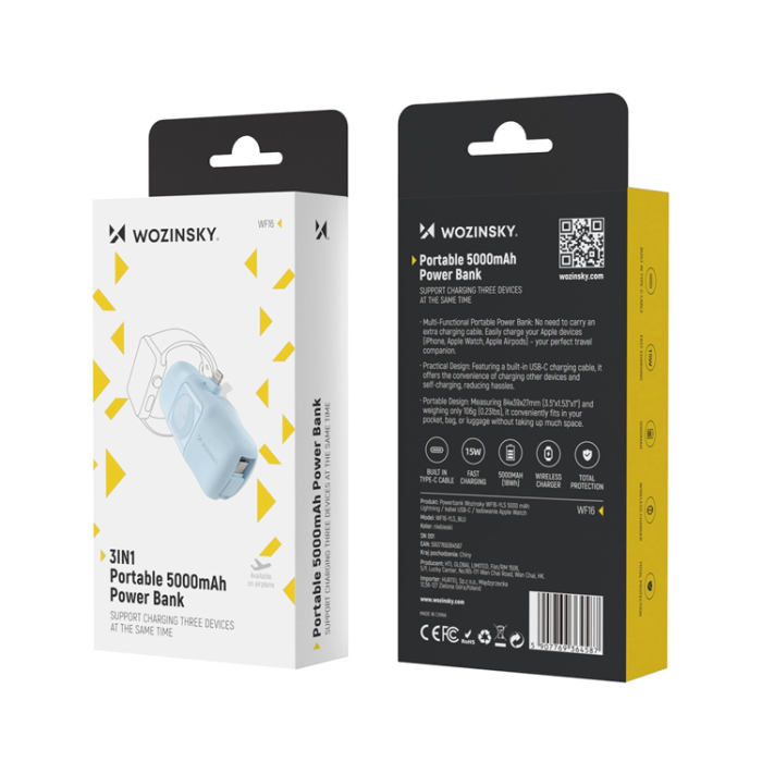 Wozinsky - Wozinsky Lightning Mini Powerbank 15W 5000mAh - Blå